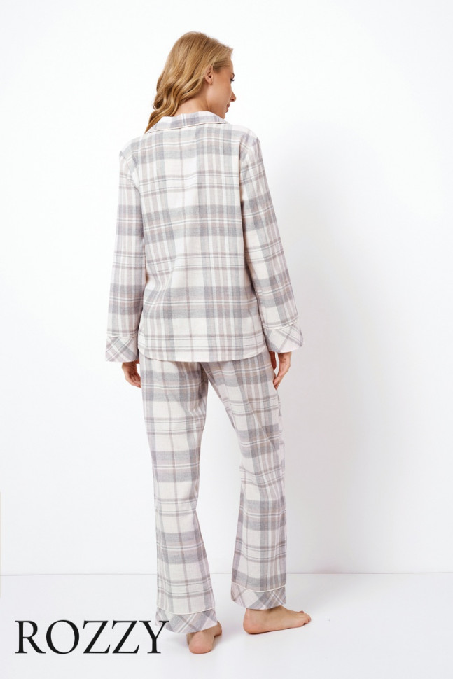 Пижама фланелевая Aruelle Avery серый/бежевый