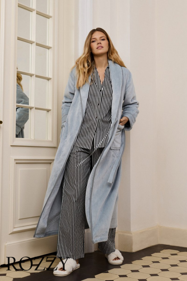 Халат флисовый Aruelle Lea серо-голубой