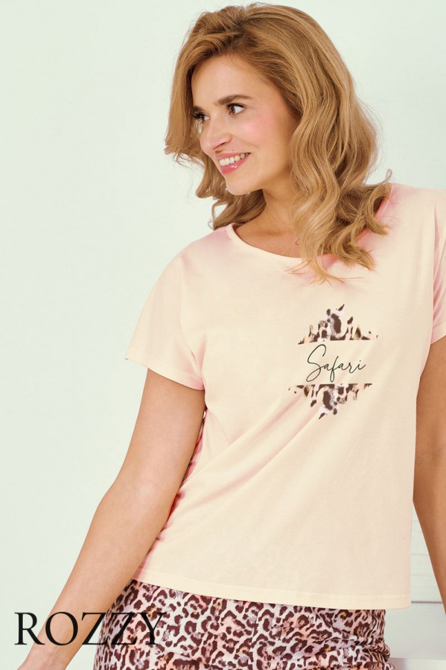 Пижама хлопковая Taro Chrissy 3320/3362 персиковый/леопардовый