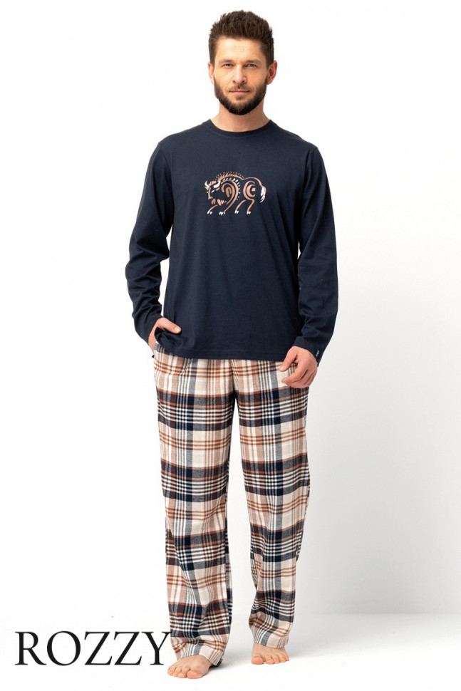 Пижама мужская Key MNS 444 темно-синий/бежевый