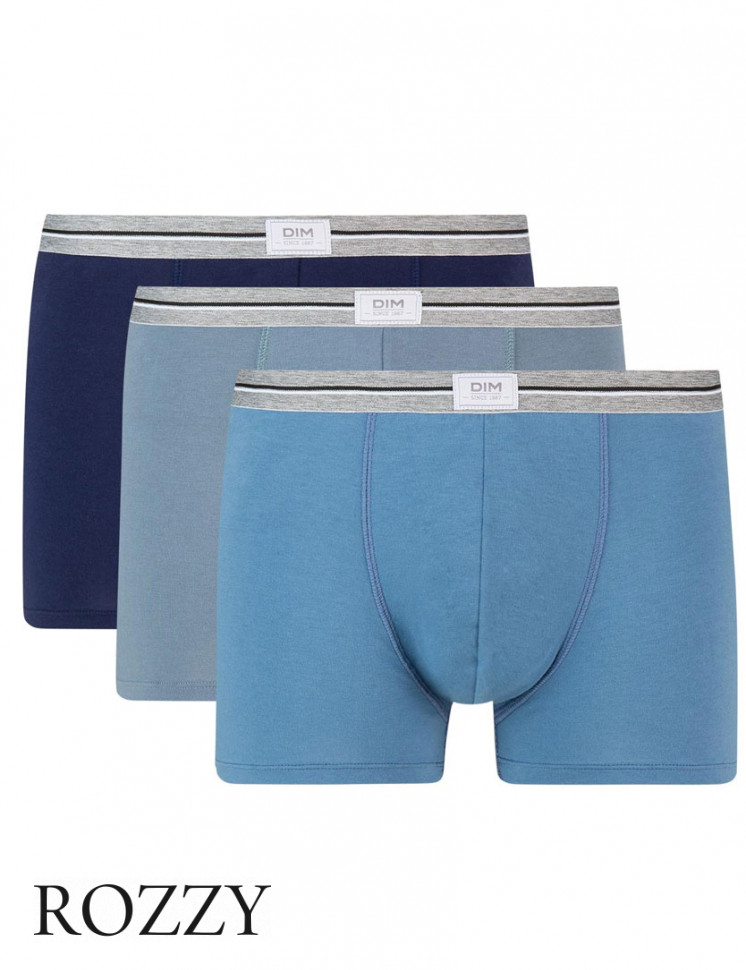 Трусы шорты мужские DIM 09B7 джинсовый/серый/синий (уп.3шт.)