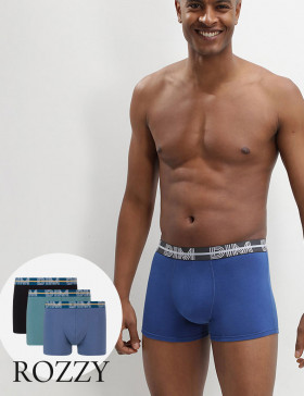 Трусы шорты мужские DIM 01QU синий/зеленый/черный (уп.3шт.)