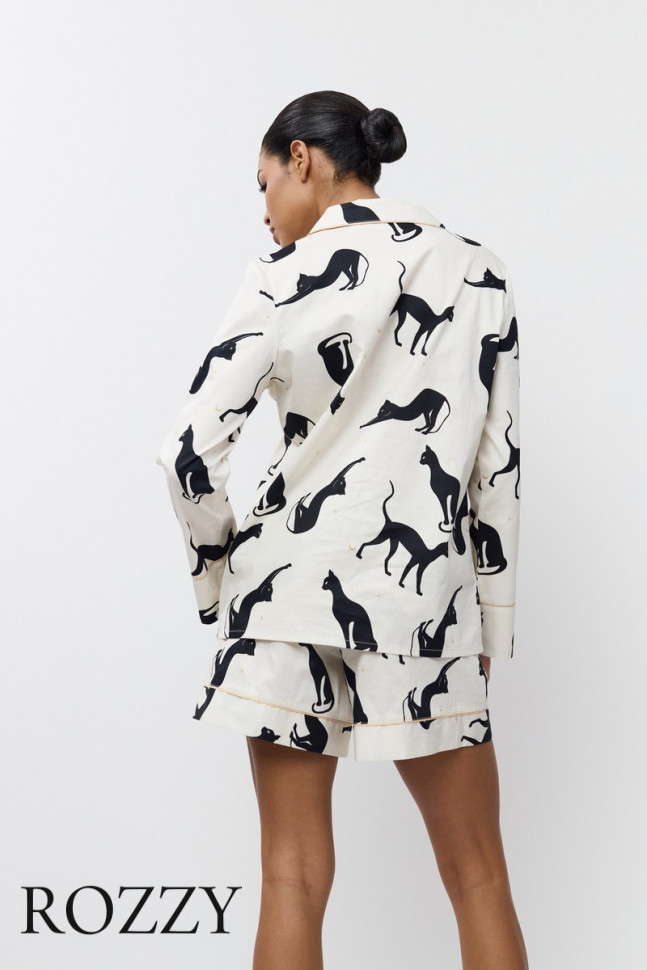 Пижама хлопковая Aruelle Nyra кремовый/черный