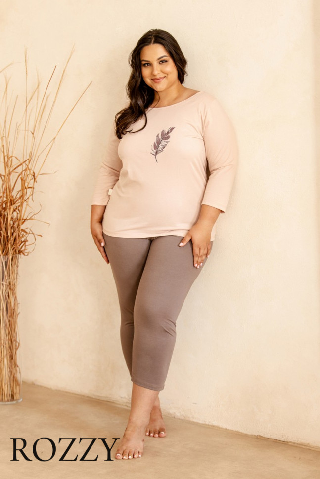 Пижама хлопковая Taro Jane Maxi 3287/3289 бежево-розовый/латте