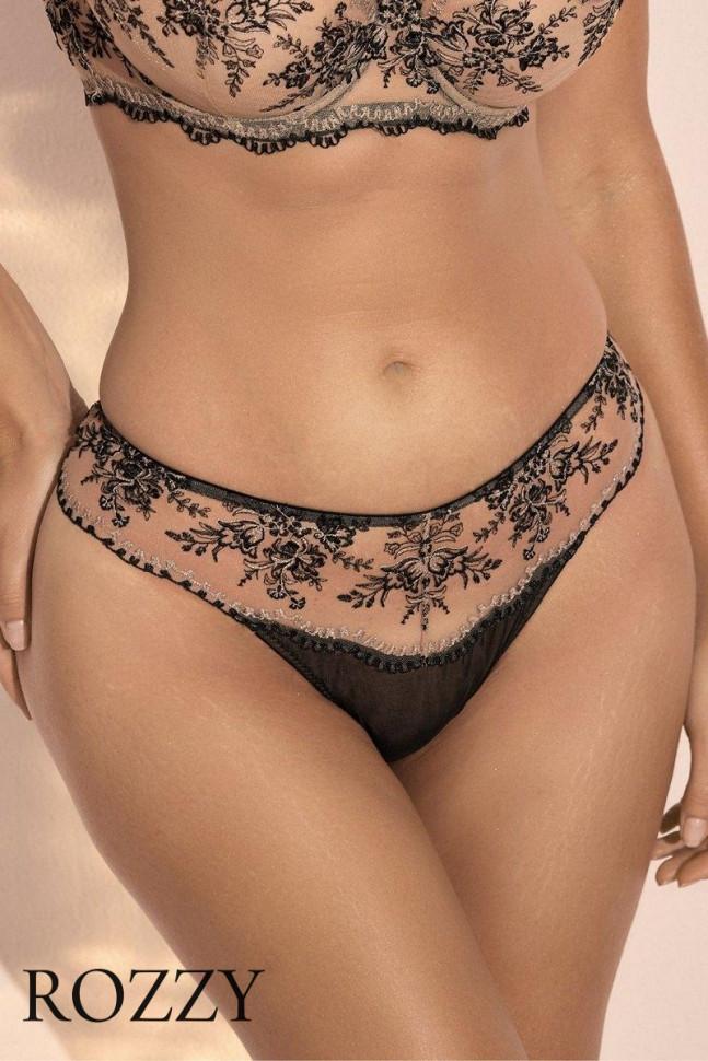 Трусы бразильяна Kinga Gypsy Flower B-1162/3 черно-бежевый