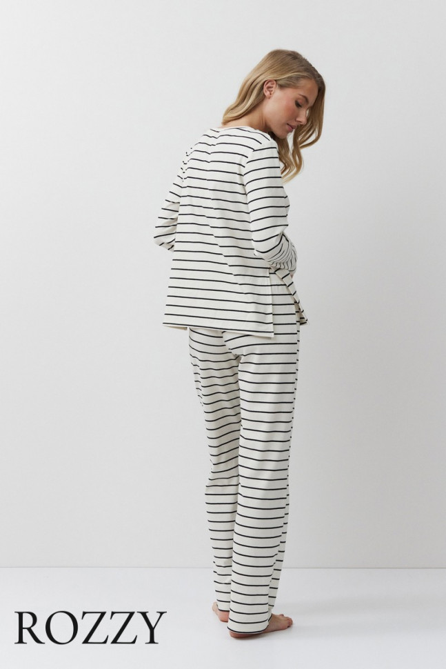 Пижама хлопковая Aruelle Justine Set кремовый/черный