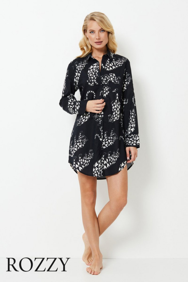 Сорочка хлопковая Aruelle Tamisha черный/белый