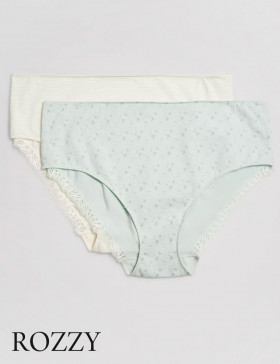 Трусы классика хлопковые Ysabel Mora 19406 светло-голубой/экрю (уп.2шт.)