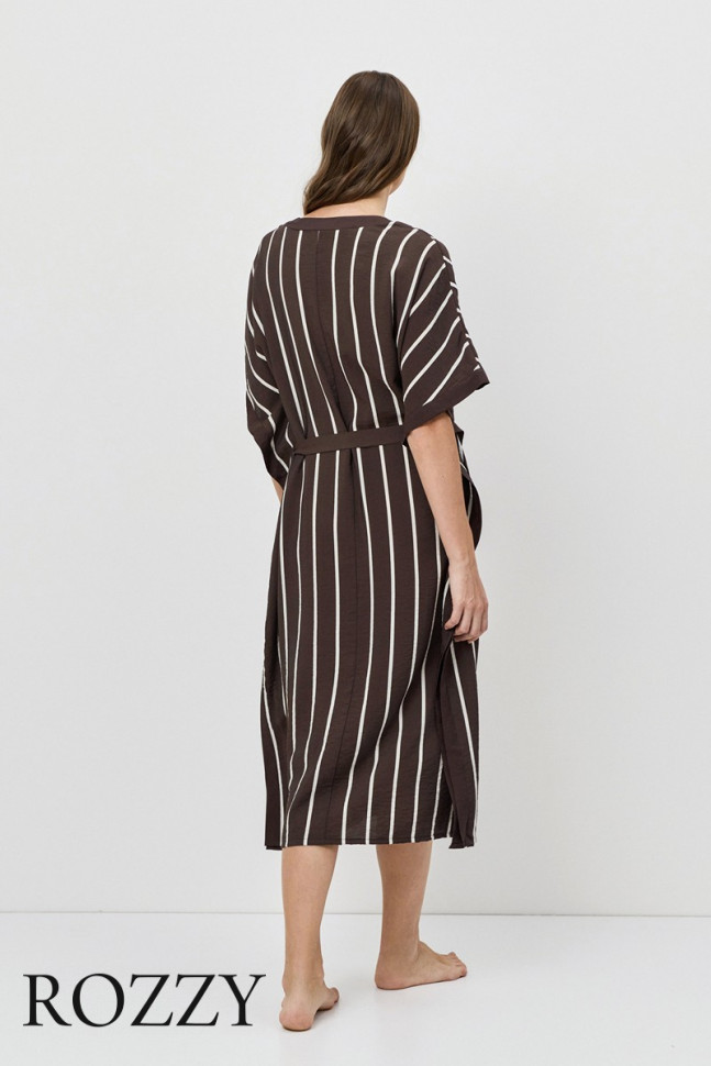 Платье домашнее вискозное Aruelle Cedar шоколадный/молочный