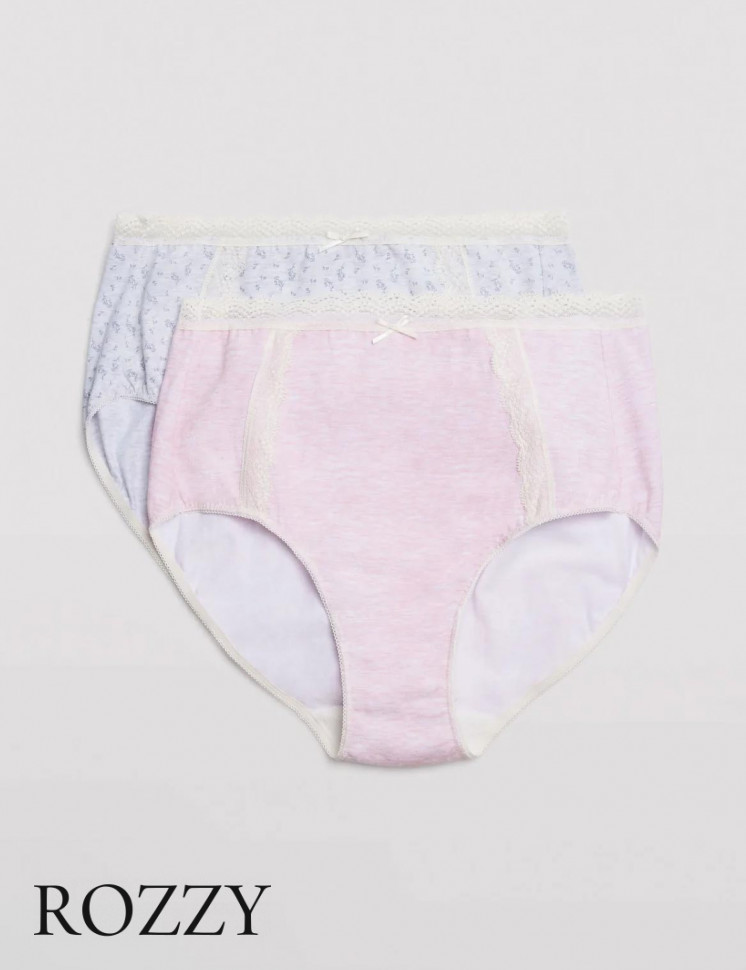 Трусы классика хлопковые Ysabel Mora 19445 светло-серый/светло-розовый (уп.2шт.)
