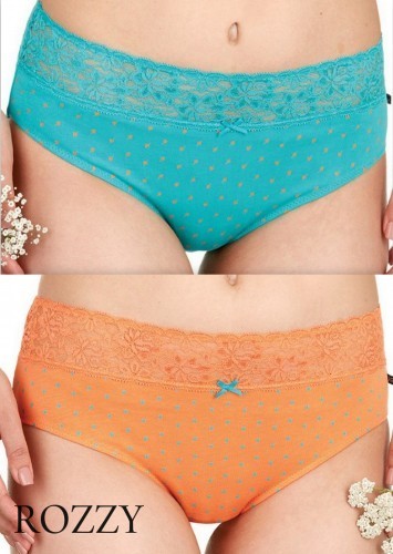 Трусы классика хлопковые Key LPC 955 A22 бирюзовый/оранжевый (уп.2шт.) 