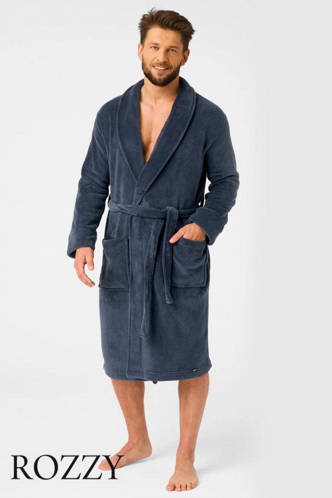 Халат мужской флисовый Key MGL 255 темно-синий