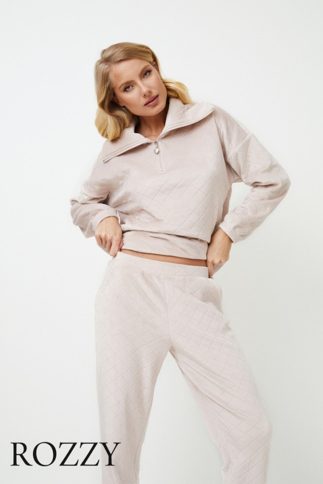 Костюм домашний велюровый Aruelle Ella светло-бежевый