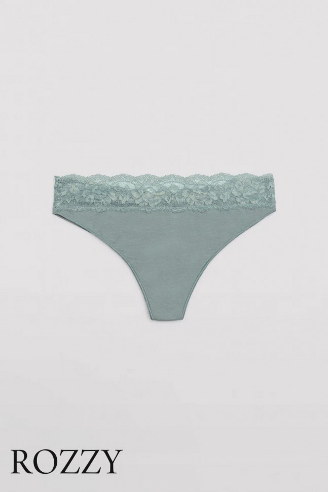 Трусы стринги хлопковые Ysabel Mora 19032 серо-зеленый