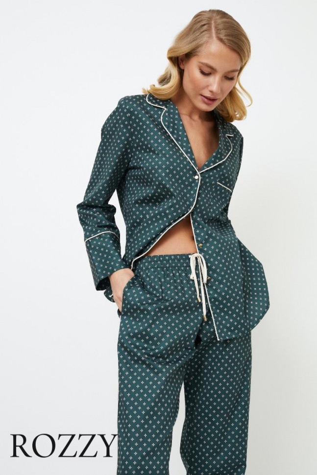 Пижама хлопковая Aruelle Genny зеленый