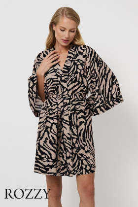 Халат вискозный Aruelle Sherry капучино/черный