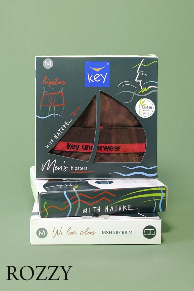 Трусы шорты мужские Key MXH 287 коричневый