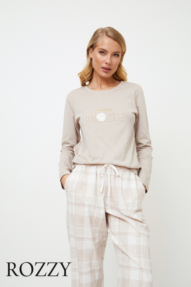 Пижама фланелевая Aruelle Shelli светло-бежевый