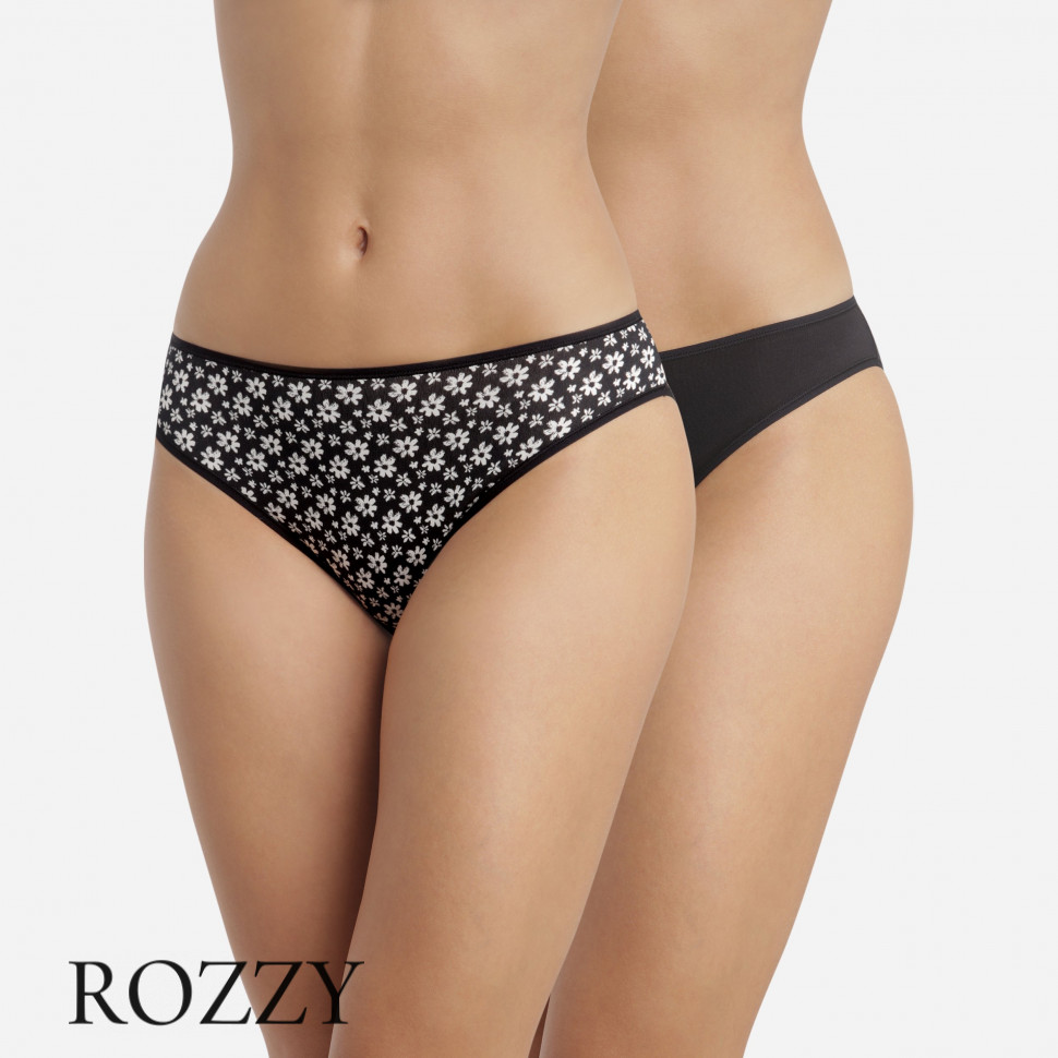 Трусы слипы хлопковые DIM Coton Stretch 05DW цветы/черный