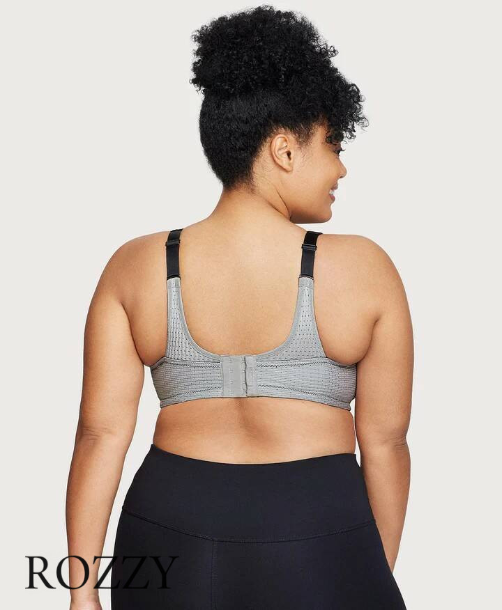 Бюстгальтер спортивный без косточек Glamorise GI1166 черный/серый