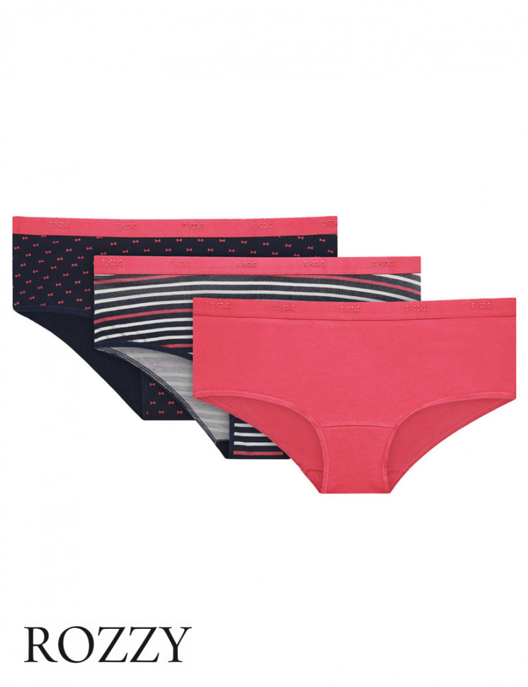 Трусы шорты хлопковые DIM Les Pockets Cotton 4C20 розы (уп.3шт.)