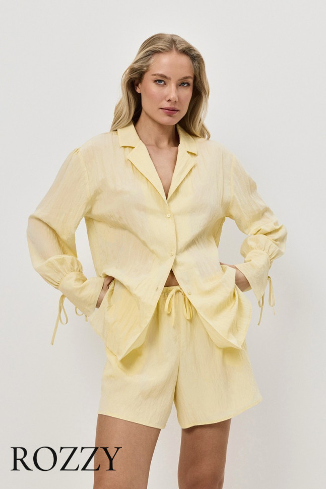 Костюм домашний вискозный с шортами Aruelle Solara Set желтый