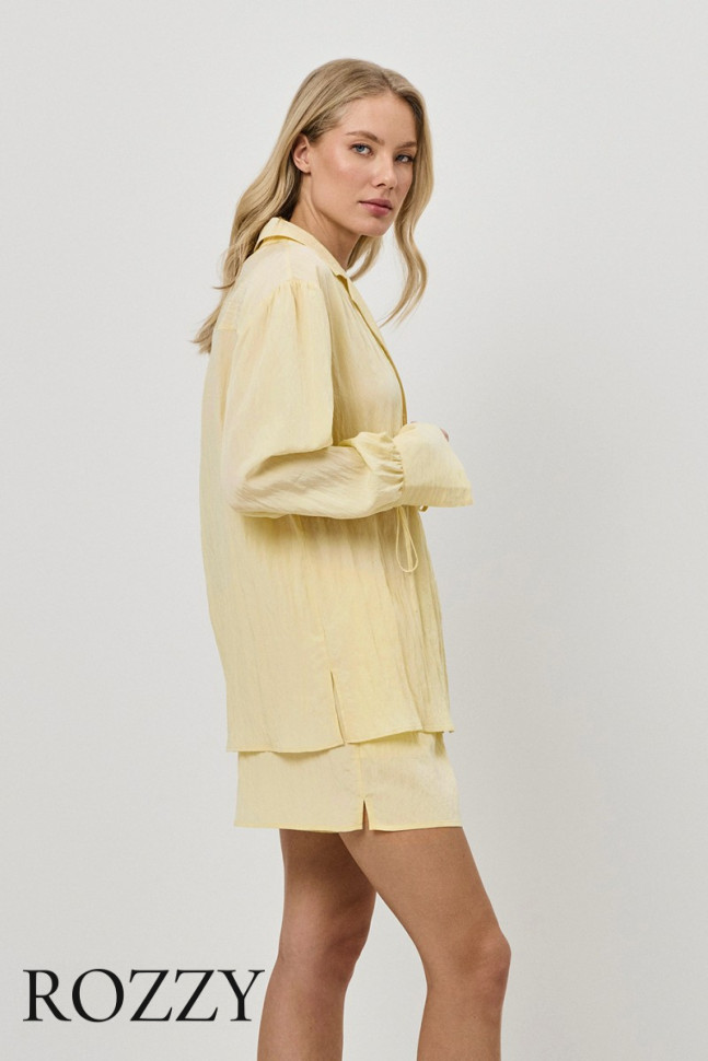 Костюм домашний вискозный с шортами Aruelle Solara Set желтый