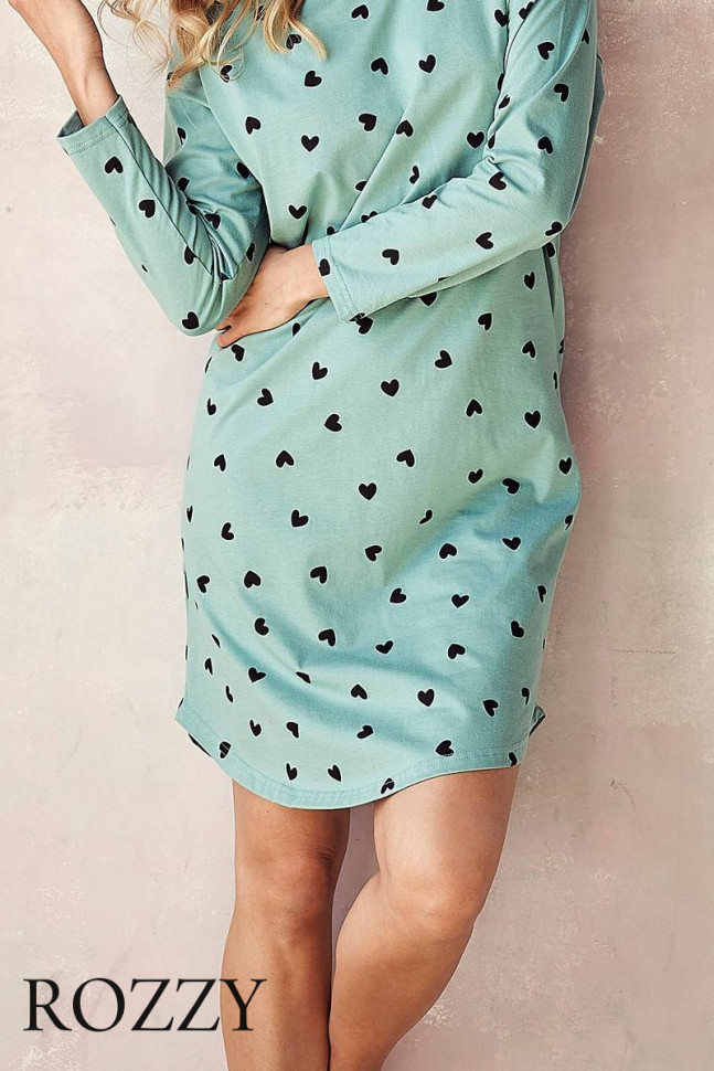 Сорочка хлопковая Taro Nina 2978 мятный/черный