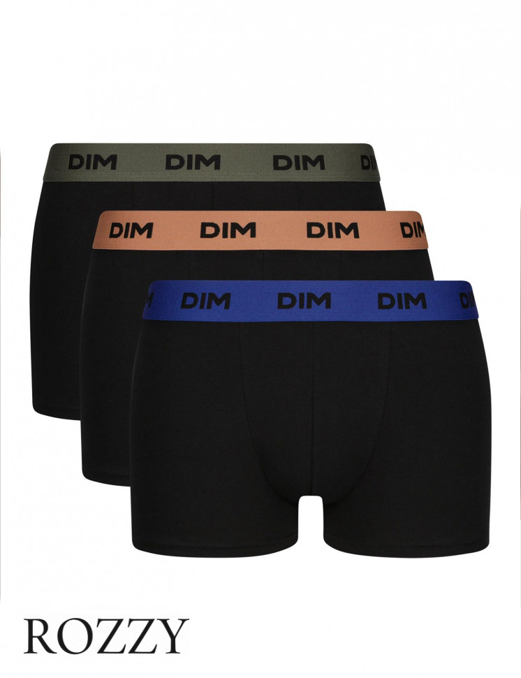 Трусы шорты мужские DIM 005D/3 черный (индиго/орех/зеленый) (уп.3шт.)